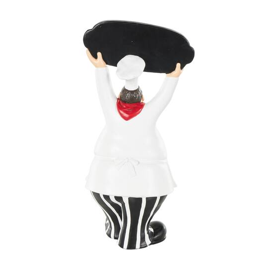 13.25" White with Welcome Sign Polystone Chef Decorative Figurine Sculpture